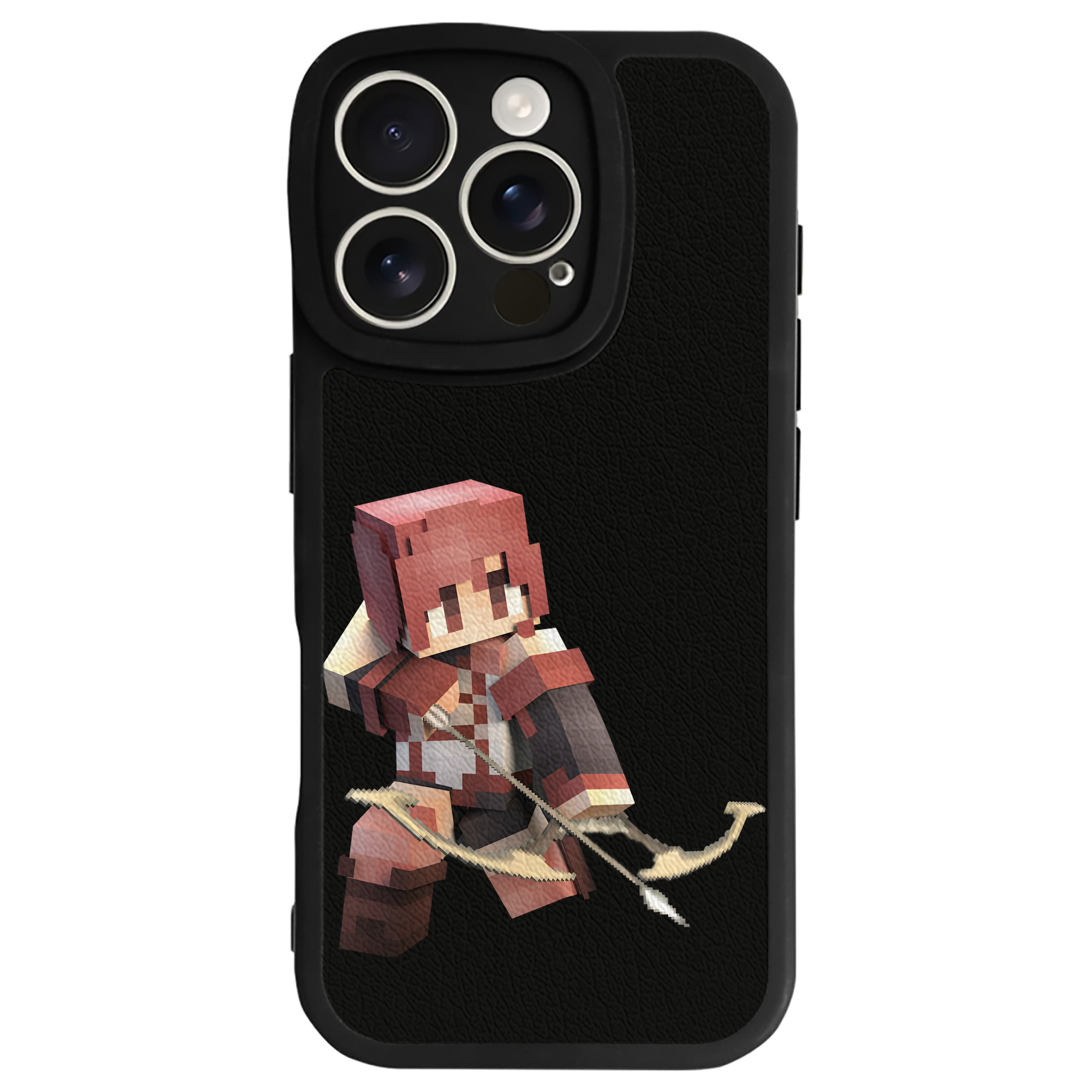 （画像用） マインクラフト ブロックの世界 Minecraft MC Block world 【iPhone 16シリーズ対応】シリコンスマホケース（レザー調） 材質：シリコン